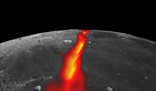This image of the moon shows a view looking east across the northern edge of Mare Frigoris, on the nearside of the moon, showing how the northern border structure may have looked while volcanically active.