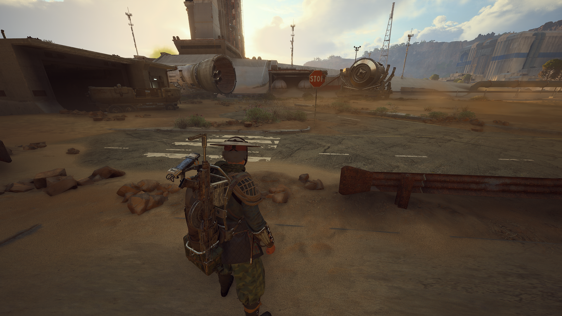 A curiously placed stop sign in Arc Raiders.
