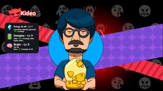 Cartoon Hideo Kojima holds a gold figure in a screenshot from Meme Mayhem.