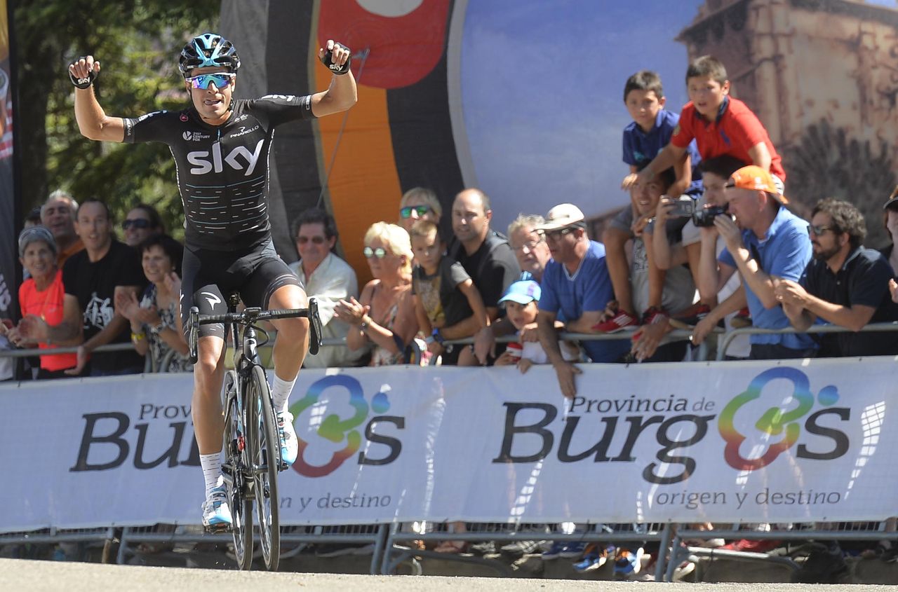 Mikel Landa (Sky) celebrates his victory