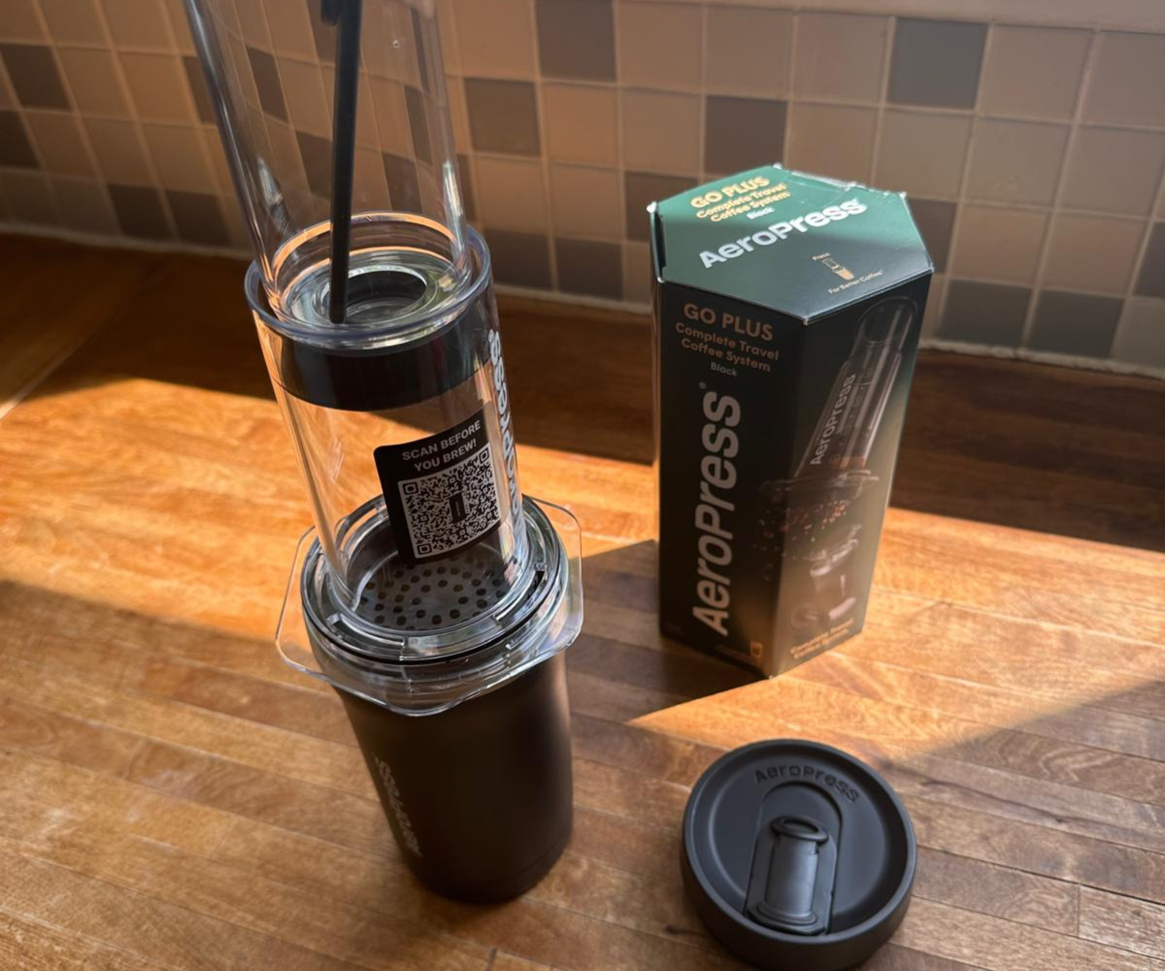 Unboxing the components of the AeroPress Go Plus