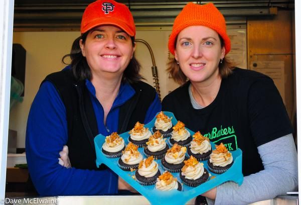 Becky Plimpton and Becky Collins kept the spectators happy with cupcakes from their 'Sugar Bakers Cake Truck