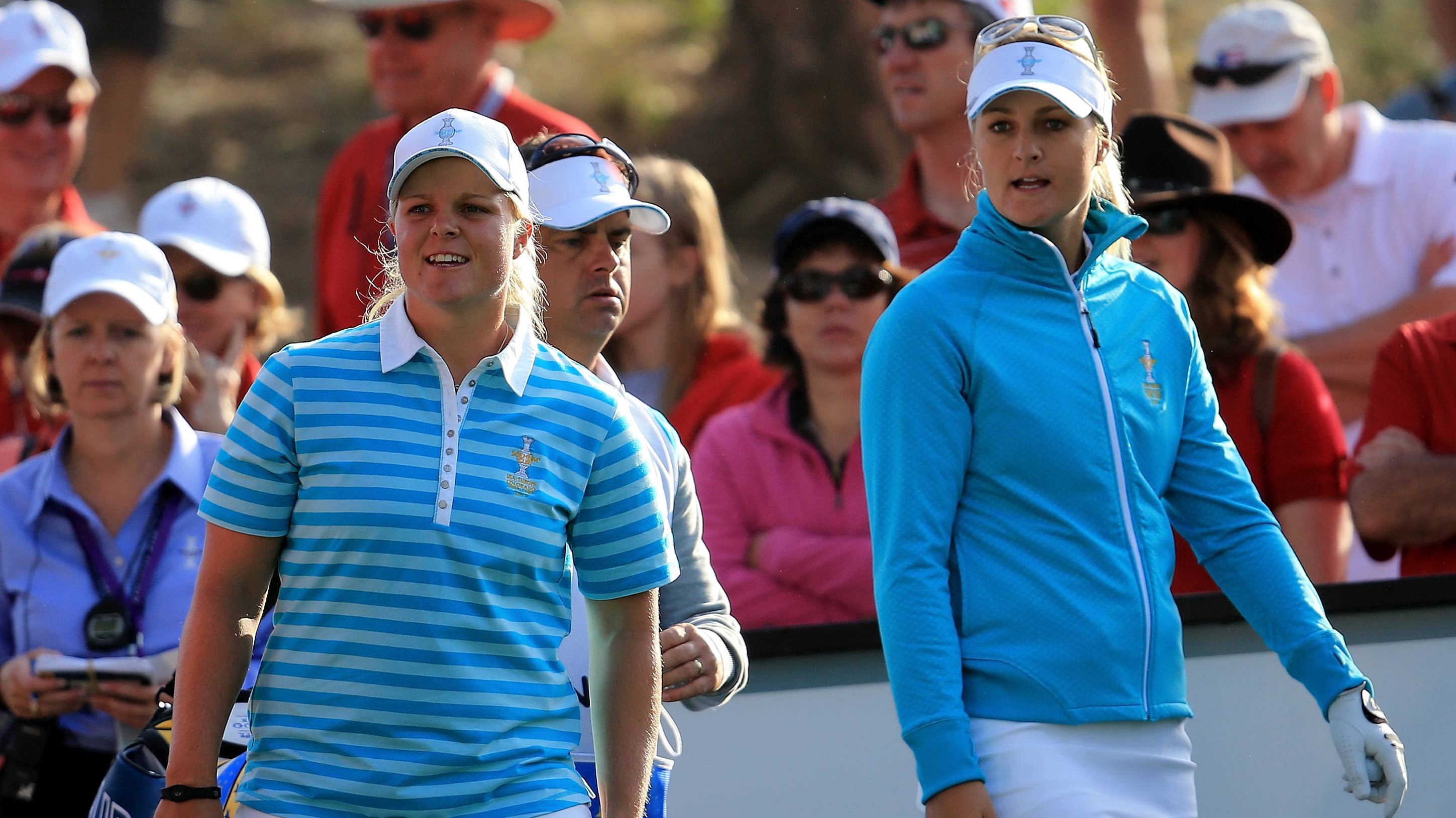 Anna Nordqvist and Caroline Hedwall at the 2013 Solheim Cup