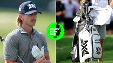 Jake Knapp readjusts his glove, with a close-up of his bag
