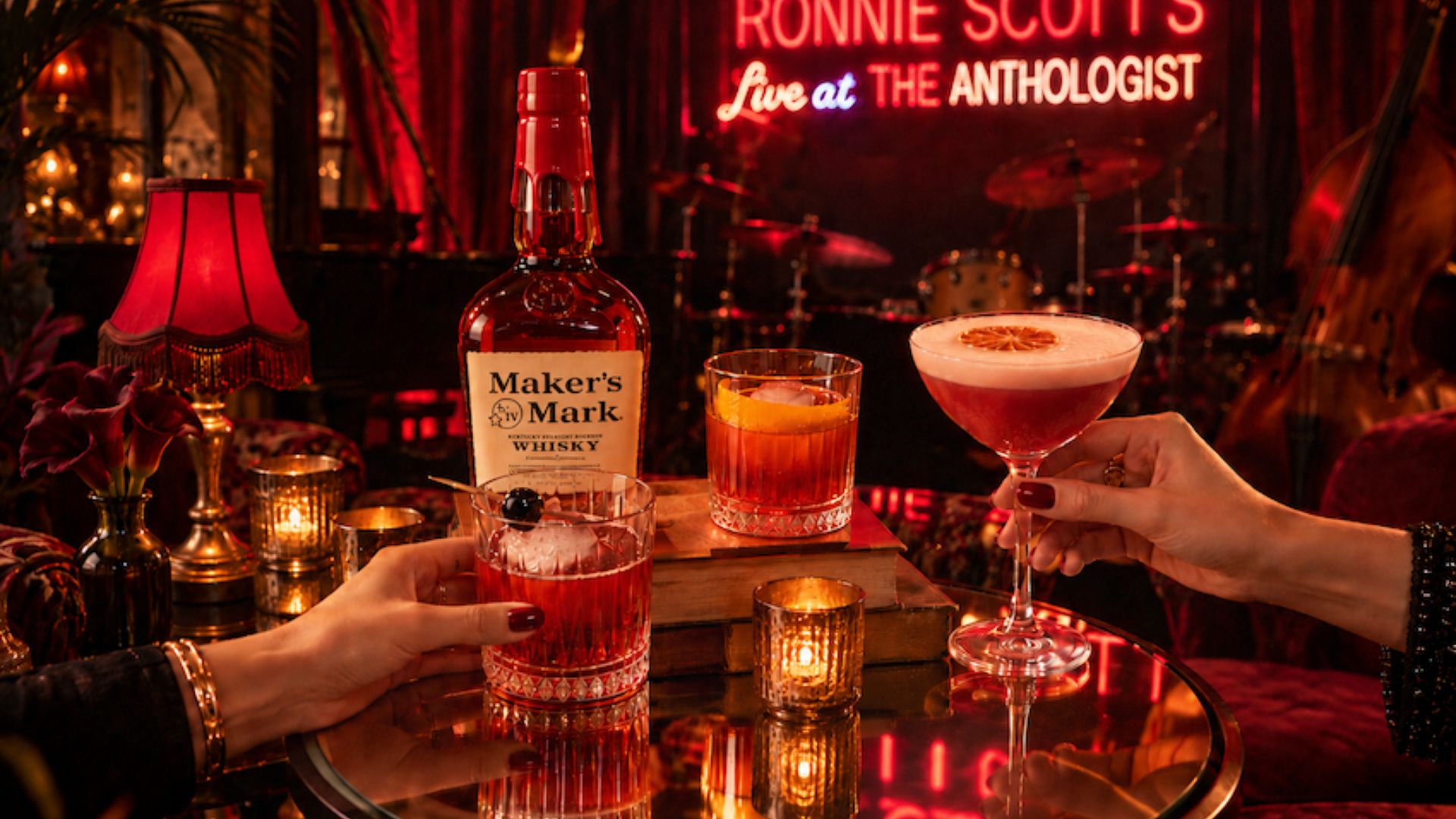 an image of the two Maker's Mark cocktails being enjoyed at the Ronnie Scott's takeover night at The Anthologist