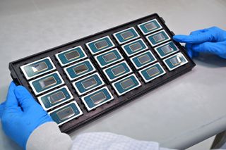 Intel Meteor Lake chips in the packaging facility.