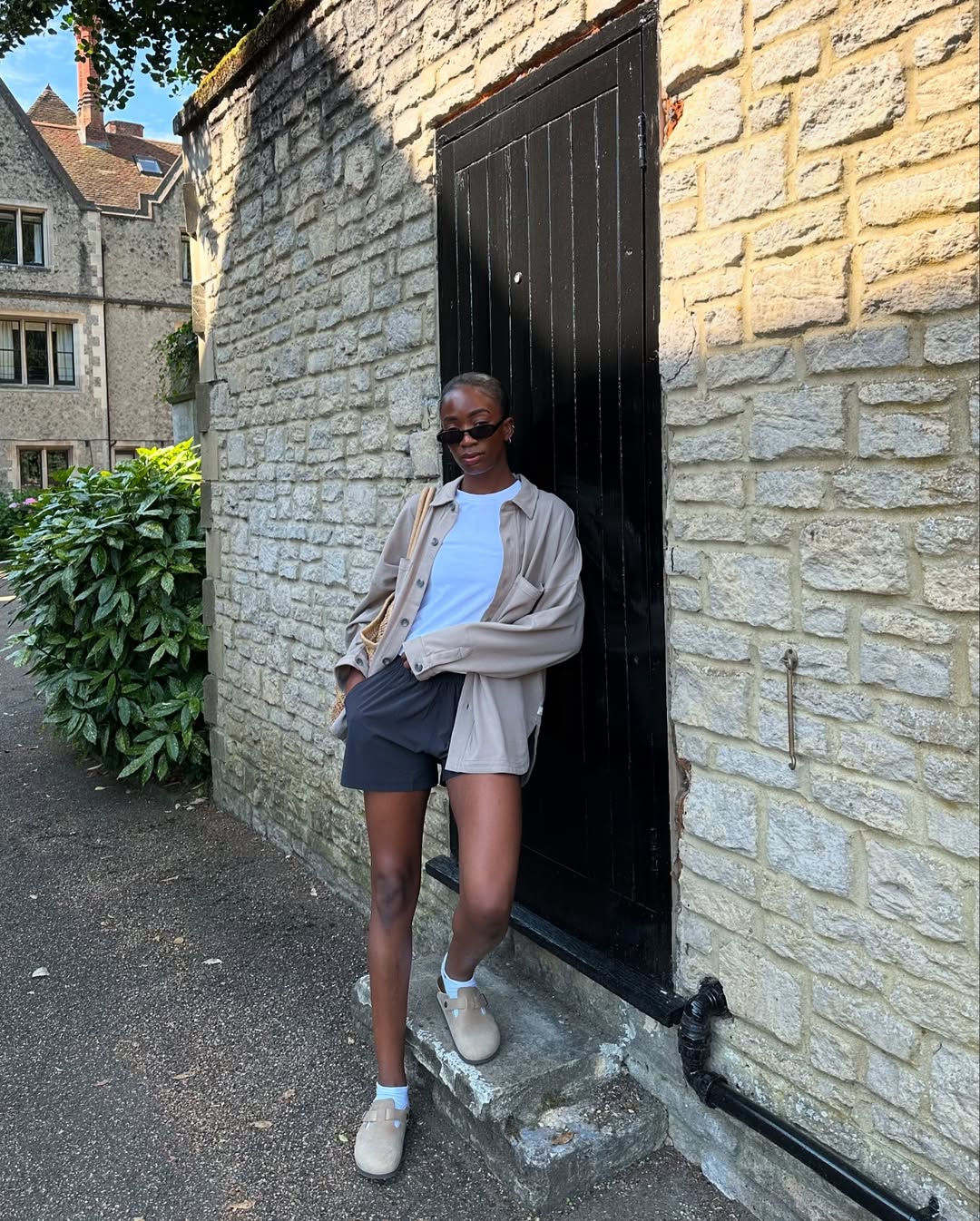 Liv Madeline wears Birkenstock Clogs in East London