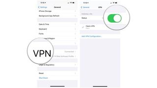 Screengrab showing the initial steps to configure a VPN on iPhone or iPad
