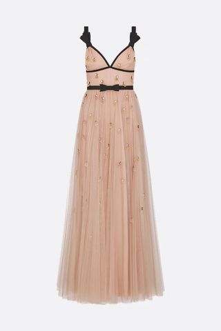 Dior, Embroidered Long Dress in blush pink