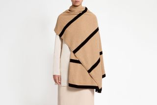 Westray Cashmere Travel Wrap - Camel/black