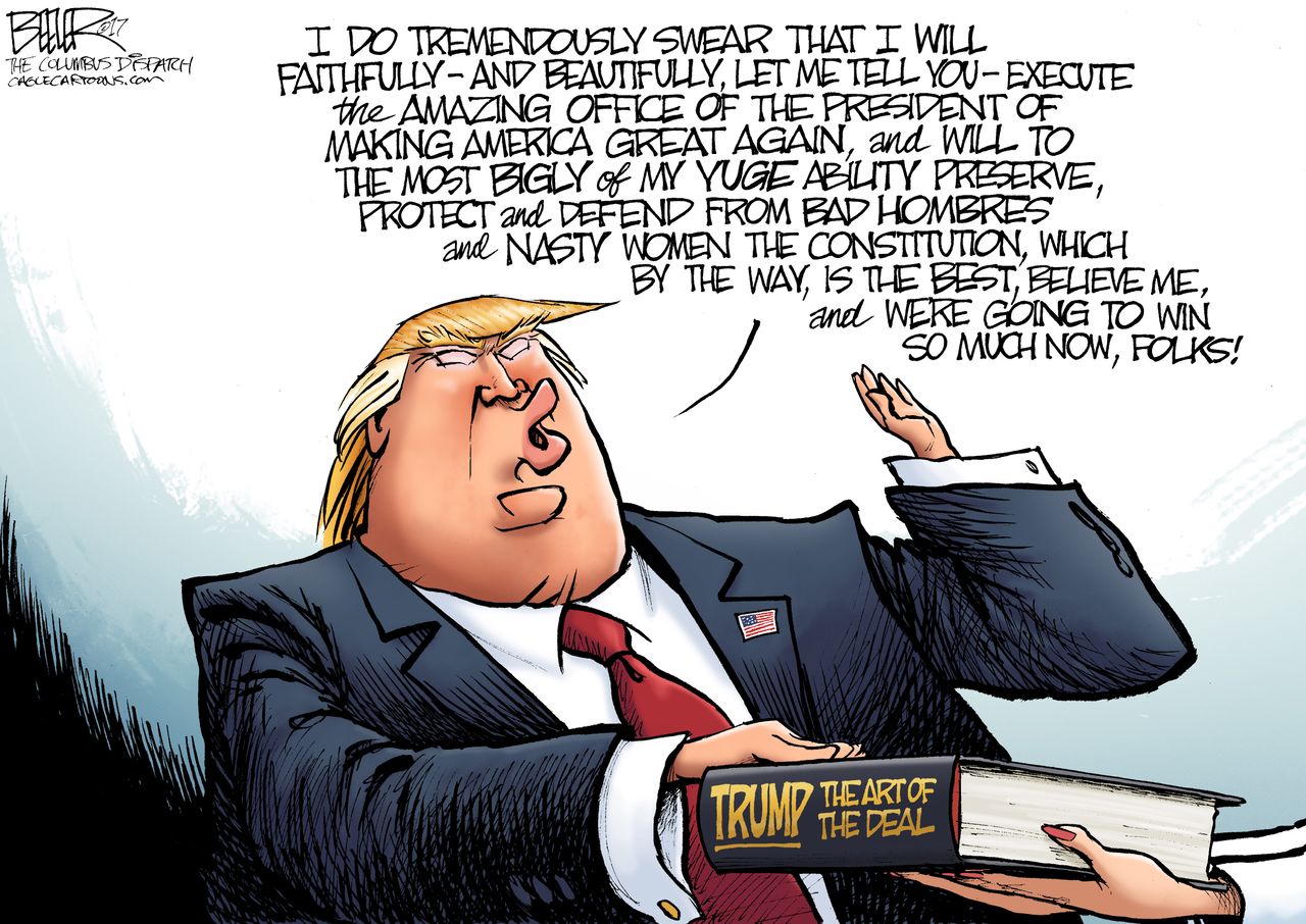 Political Cartoon U.S. Inauguration Art of the Deal