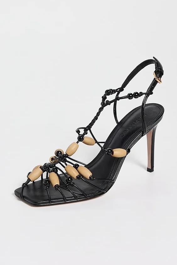Farm Rio, Black High Heel Beads Sandals