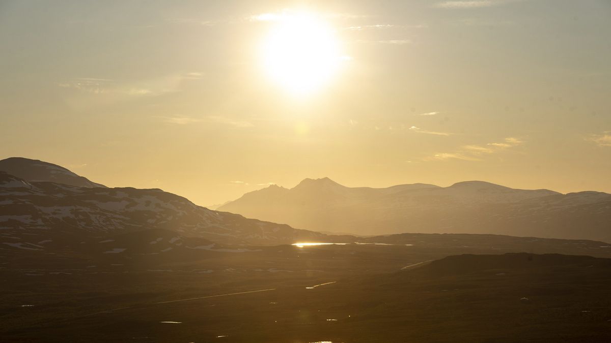 Midnight sun in Finland on the night of the 2022 summer solstice.