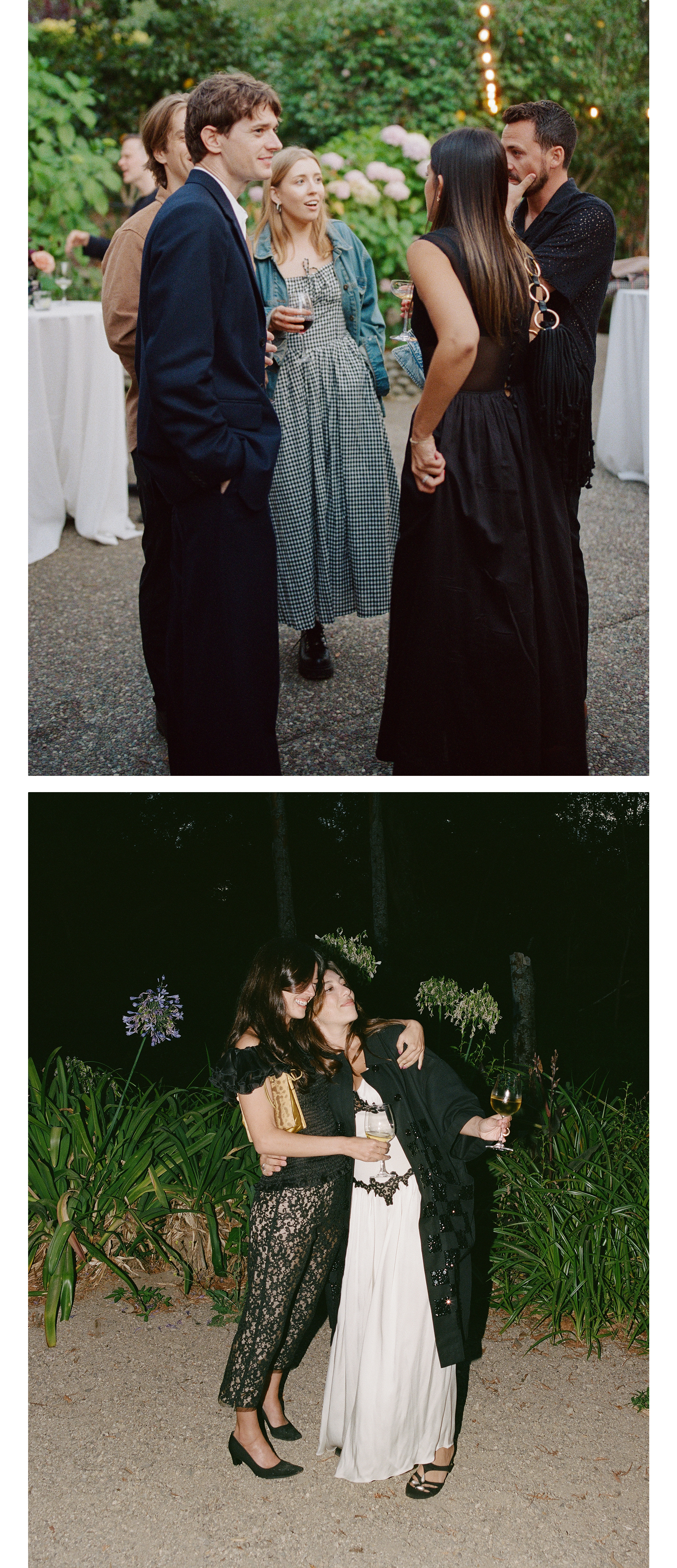 A side by side of guests at the welcome party.