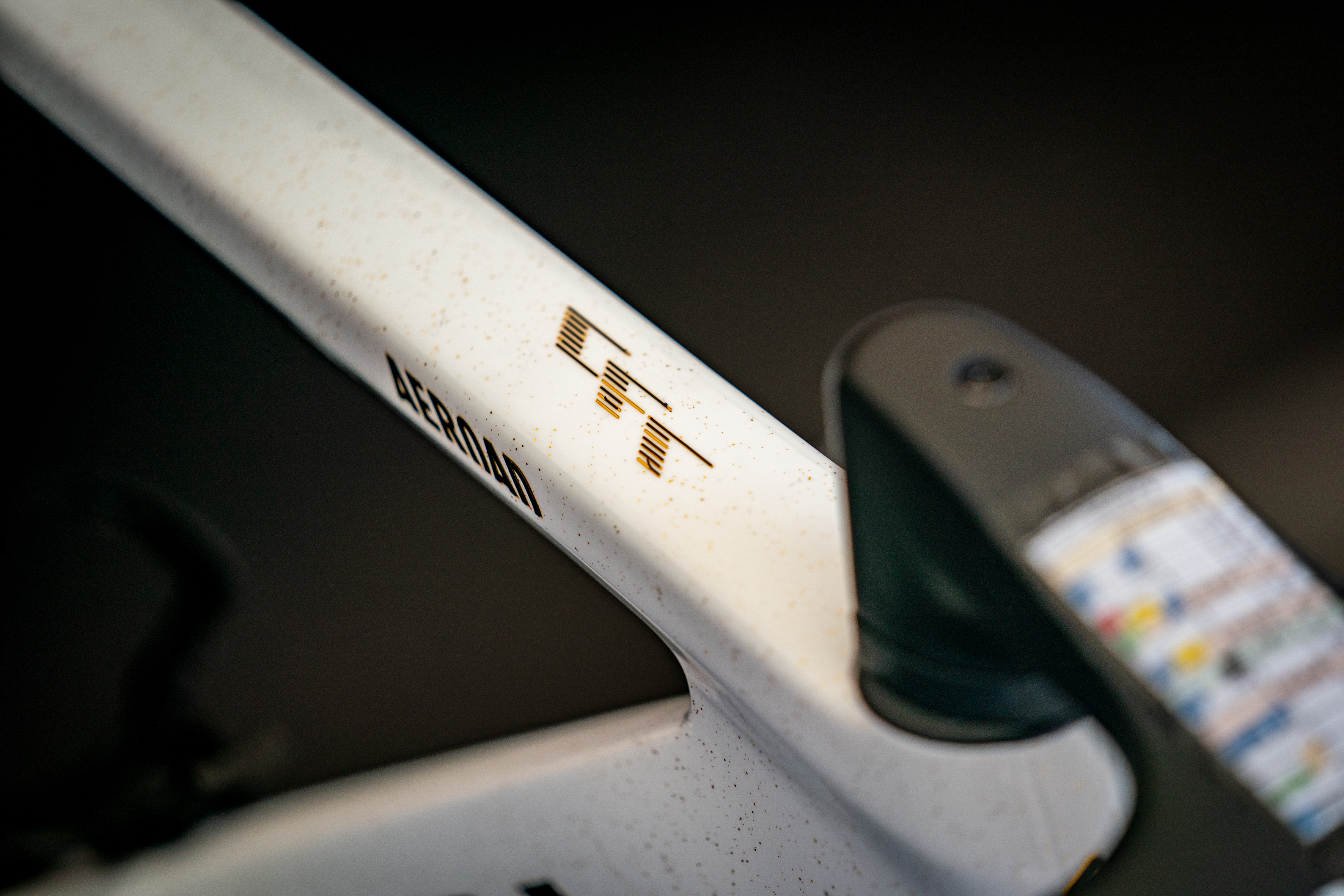 A close up of Fenix Premier Tech's Canyon Aeroad CFR paint at the Tour de France Femmes