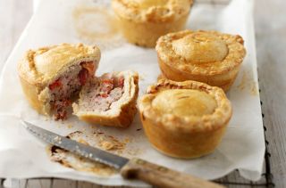 Sausage, bacon and mustard pies
