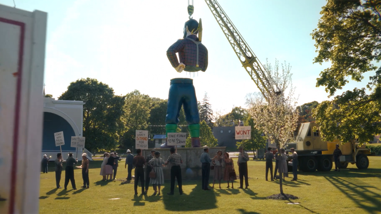 paul bunyan statue in Welcome to Derry