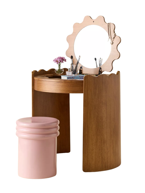 Stacie Wood Flip-Top Mirror Vanity