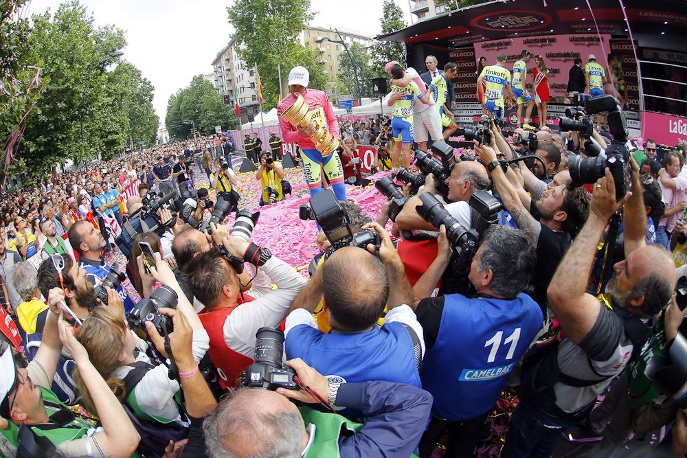 Alberto Contador on the final podium.