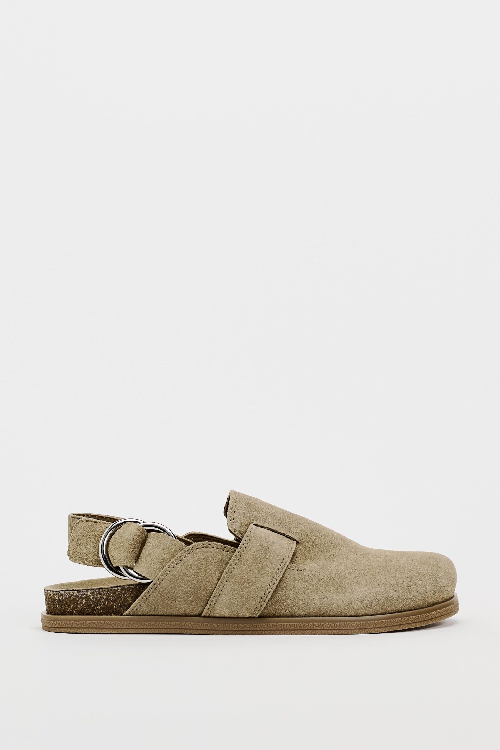 Zara Flat Split Suede Clogs