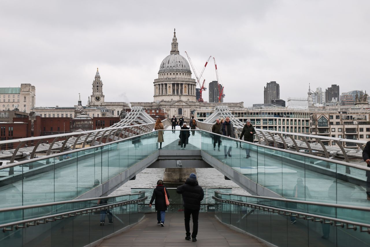 St Paul's Cathedral seen from the Millennium Bridge in London