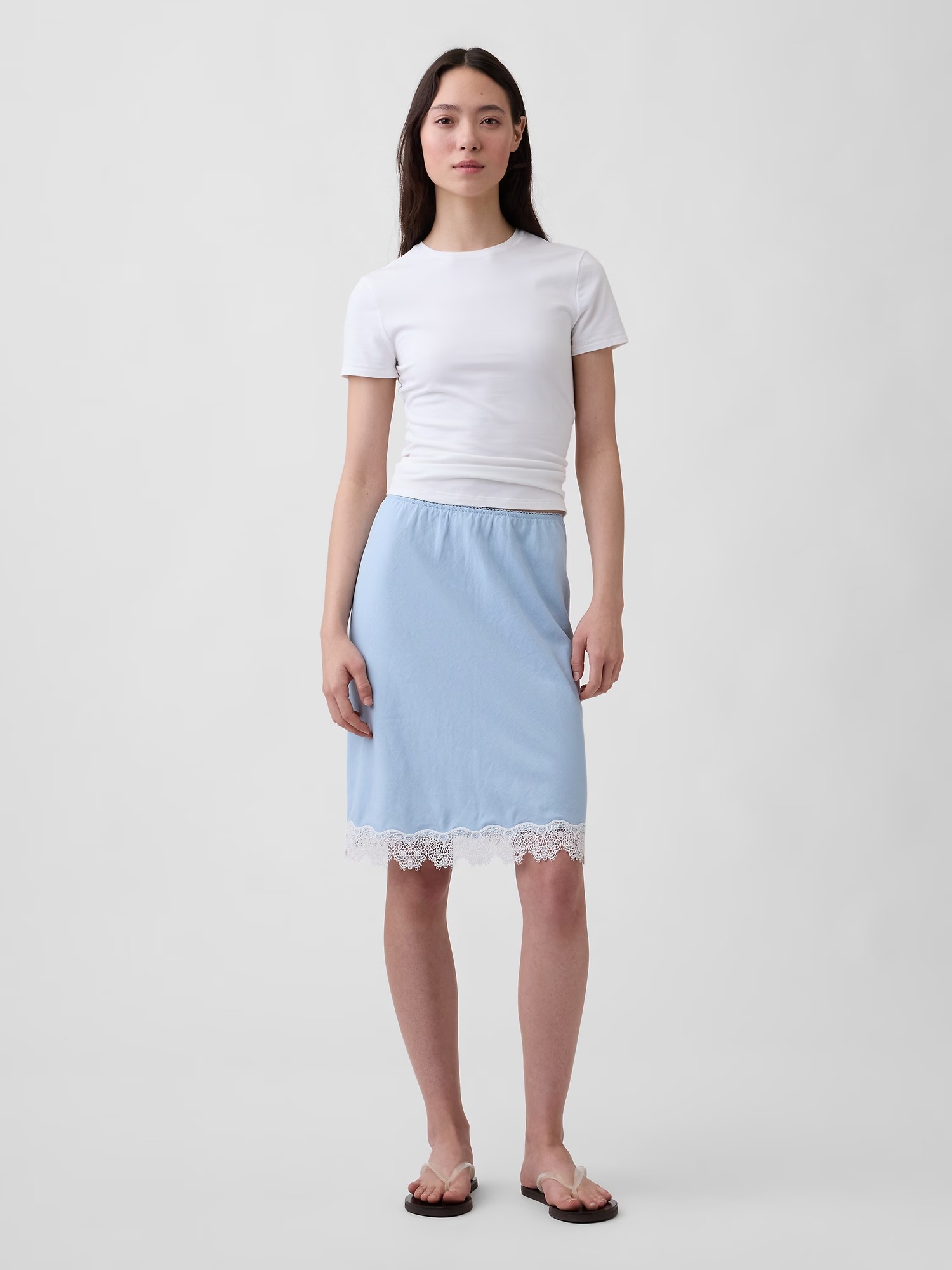 Gap, Linen-Blend Lace-Trim Skirt