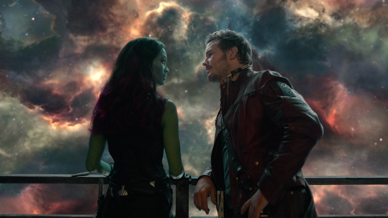 Star-Lord and Gamora in Guardians of The Galaxy