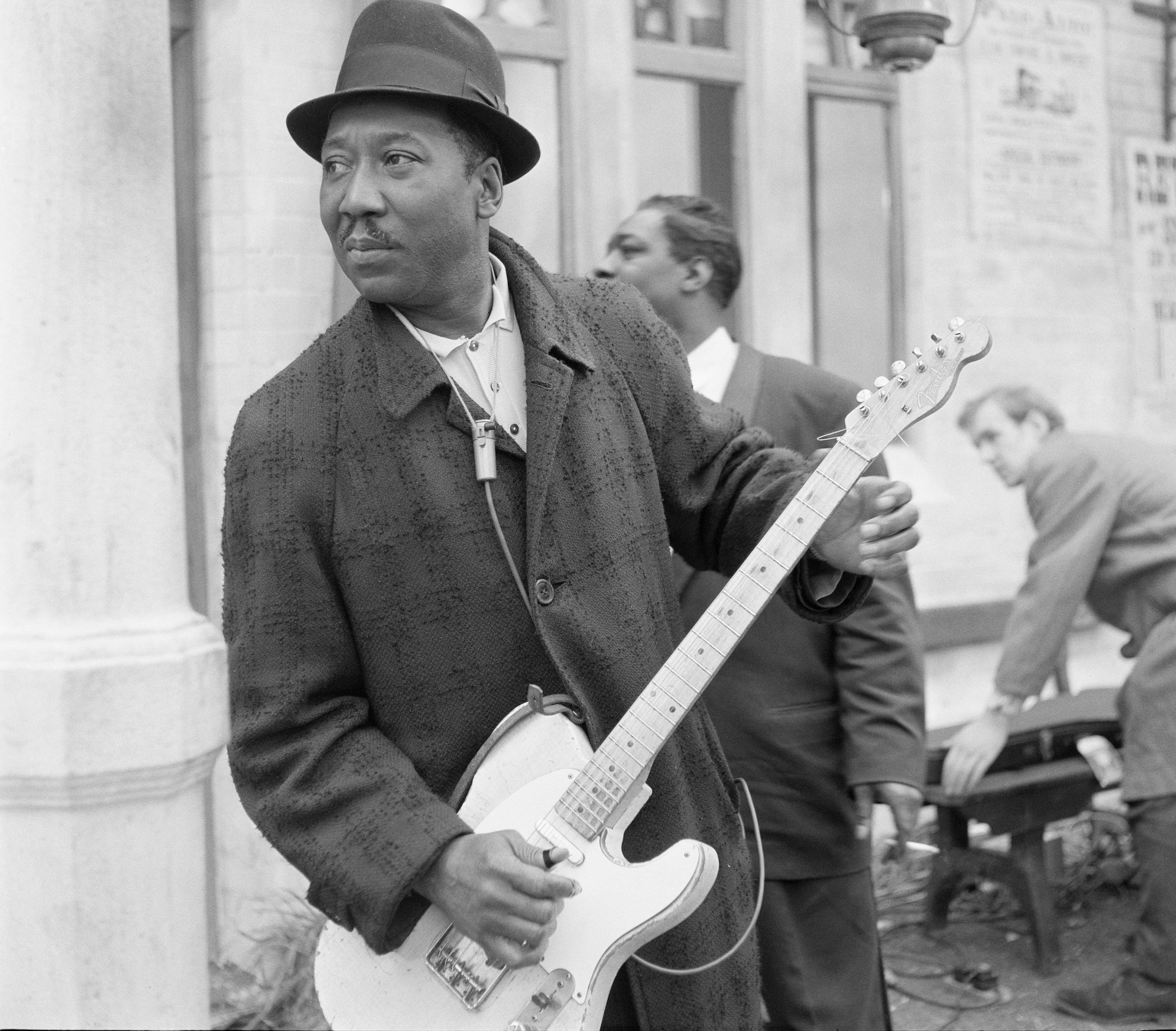 Muddy Waters photographed at the Wilbraham Road Station in Manchester, England, while filming the Granada Television special Blues And Gospel Train, on May 7, 1964