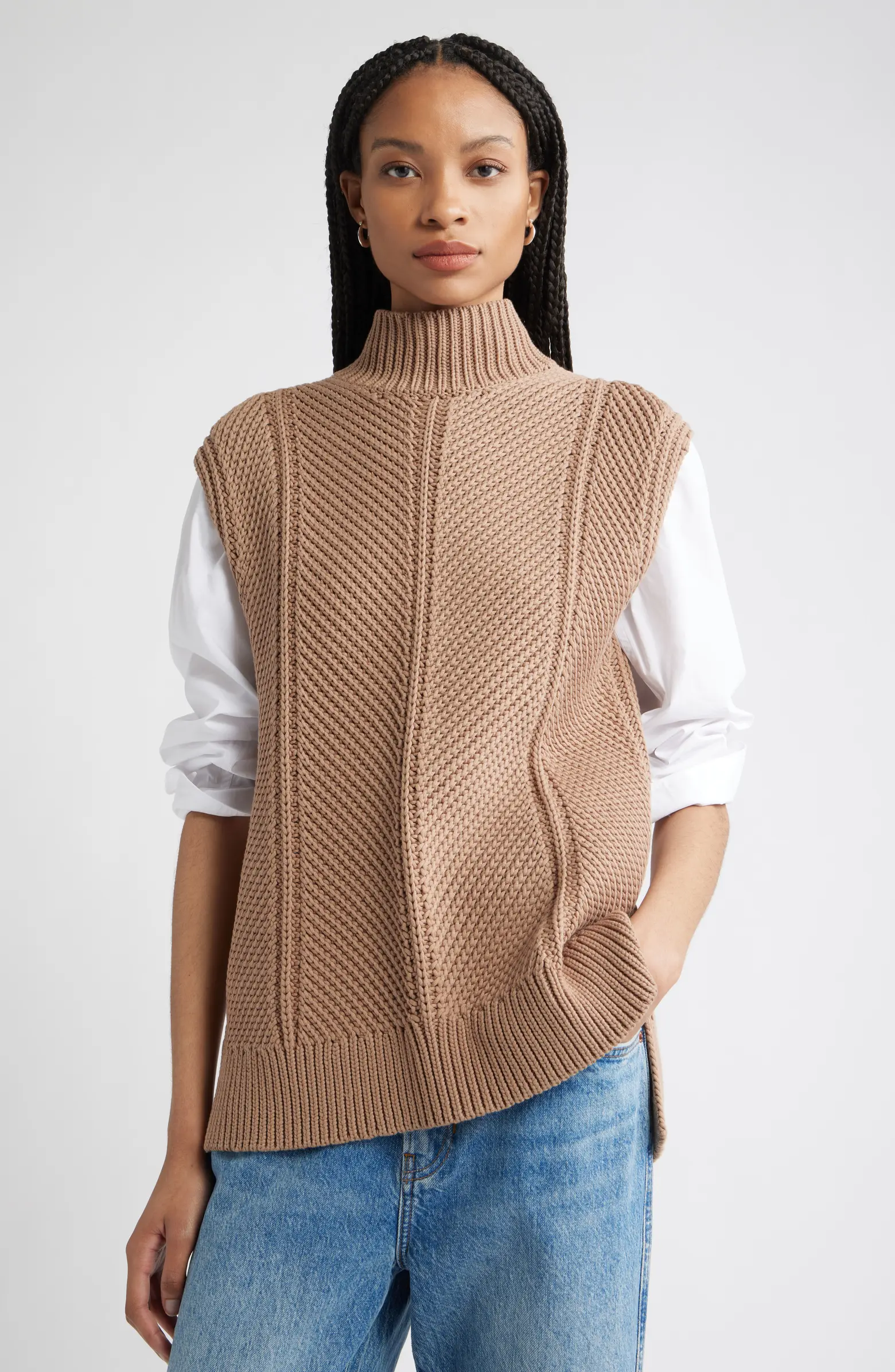 Nordstrom, Textured Sleeveless Mock Neck Sweater