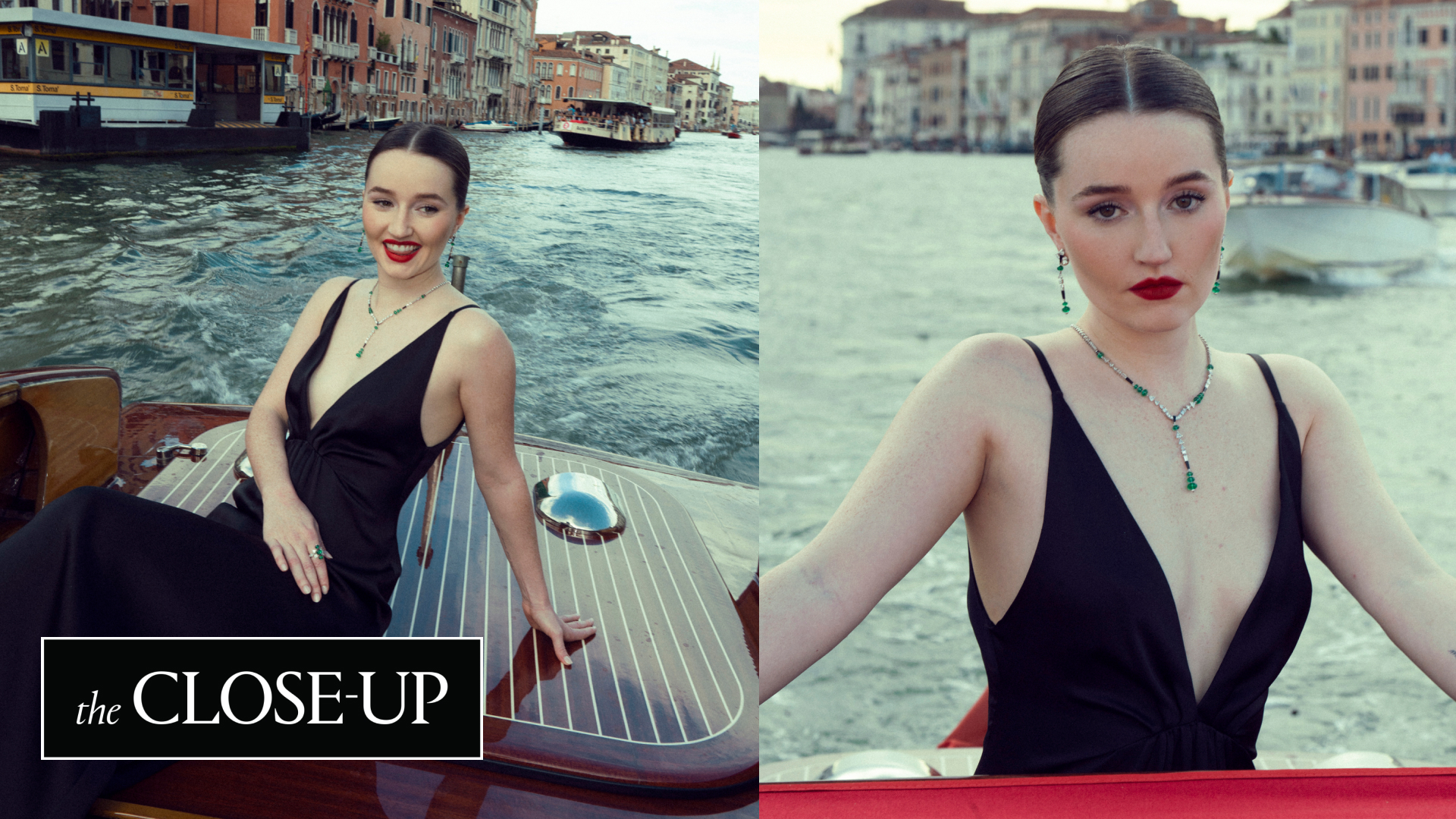 Kaitlyn Dever on a boat heading to the Venice Film Festival