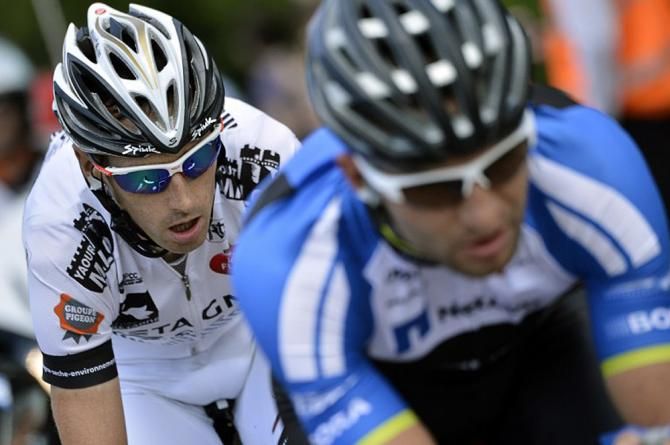 Jan Barta (Team NetApp-Endura) and Jean-Marie Bideau (Bretagne-S&eacute;ch&eacute; Environment)