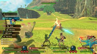 Best Pokemon games on PC - Monster Hunter Stories 2 - Two Riders battle a wild Monstie with their trained Monsties.