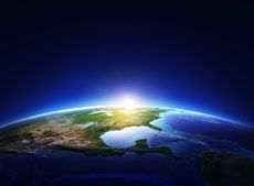 An artist's depiction of Earth from space
