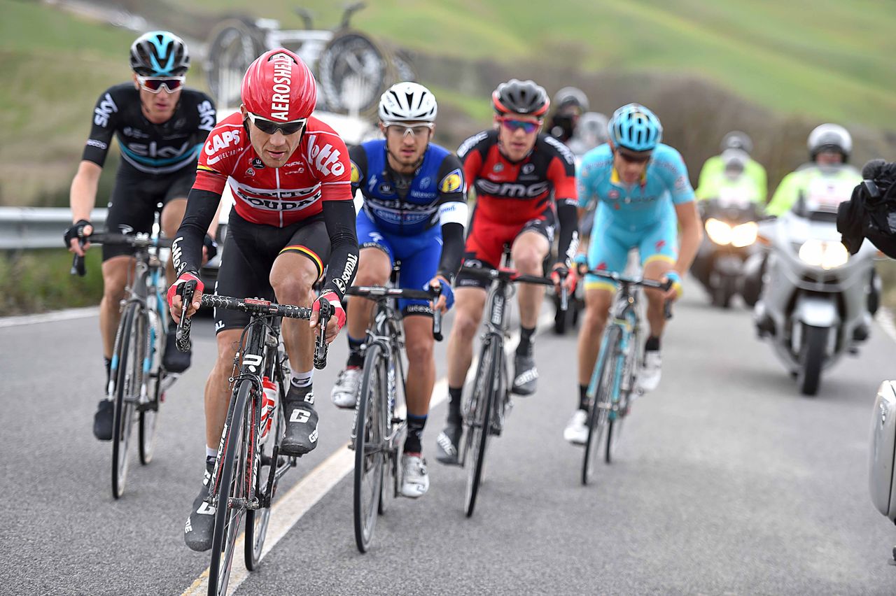 Maxime Monfort (Lotto Soudal) leads the breakaway