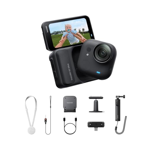 Insta360 Go Ultra Creator Bundle - Small 4k Vlogging Camera, Hands-Free, Pov Cam, 1/1.28" Sensor, 53g Lightweight, 156&amp;deg; Fov, 200 Min Battery Life, Magnetic Wearable Action Camera for Sports, Vlog