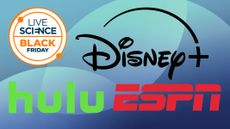Disney, Hulu, ESPN logos on a blue background