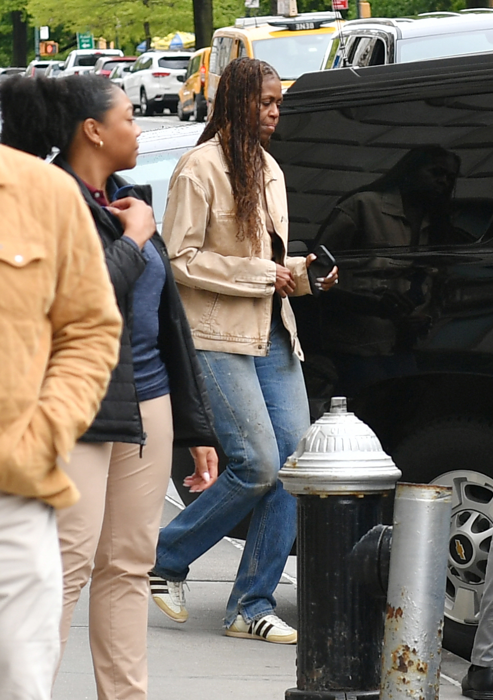 Michelle Obama wore a jeans outfit with Adidas Japan sneakers in New York City