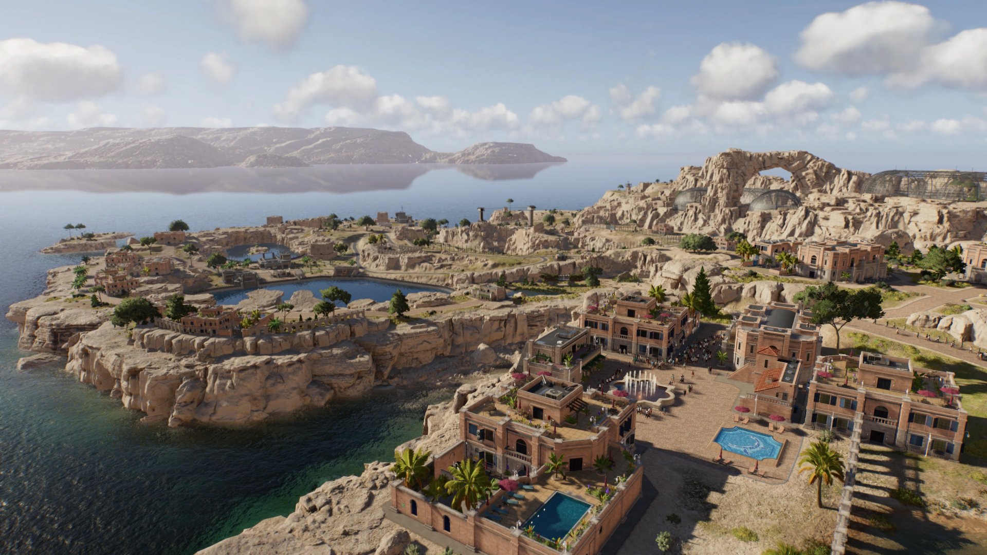 Jurassic World Evolution 3 screenshot of a park based in Malta
