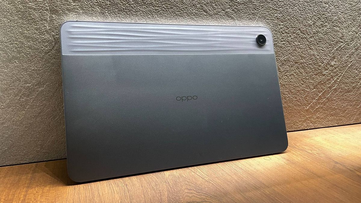 Oppo Pad Air back view with the sand dunes texture and camera