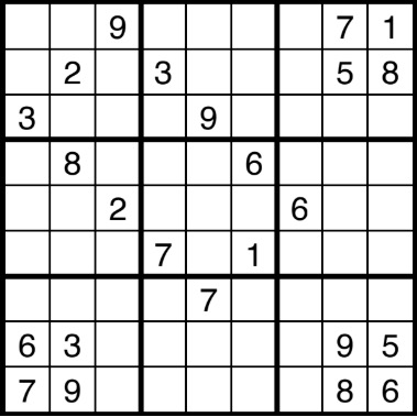 An unsolved sudoku.