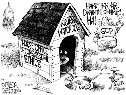 Political cartoon U.S. GOP Republicans House office of congressional ethics