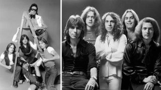 Studio portraits of AC/DC and Rainbow in 1976
