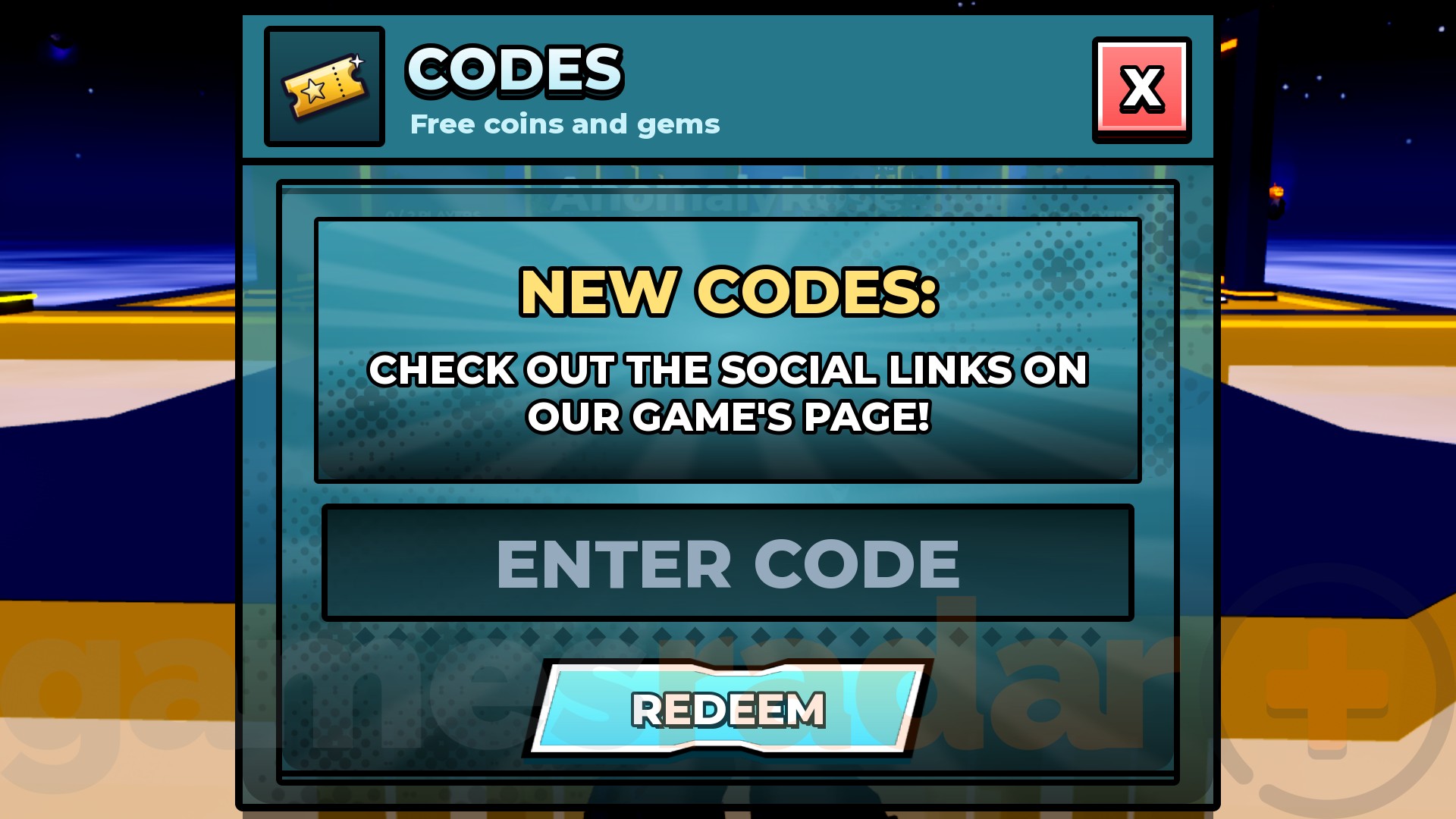 The Anime Ball Duels codes redemption box