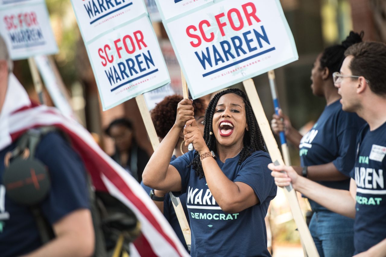 Warren supporters at a rally in South Carolina.