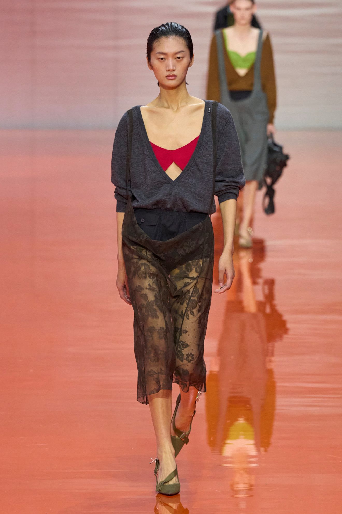 Prada model on the spring/summer 2026 runway wearing the bloomer shorts trend