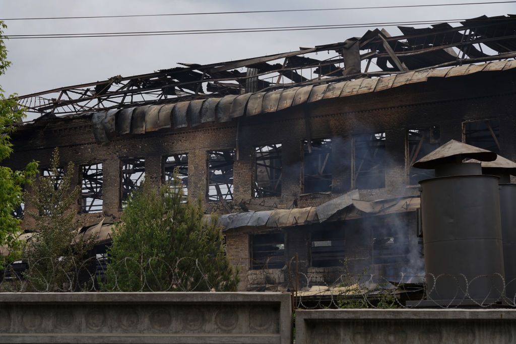 Damage to building in Kyiv