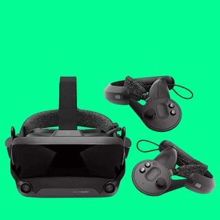 The valve Index on a green background