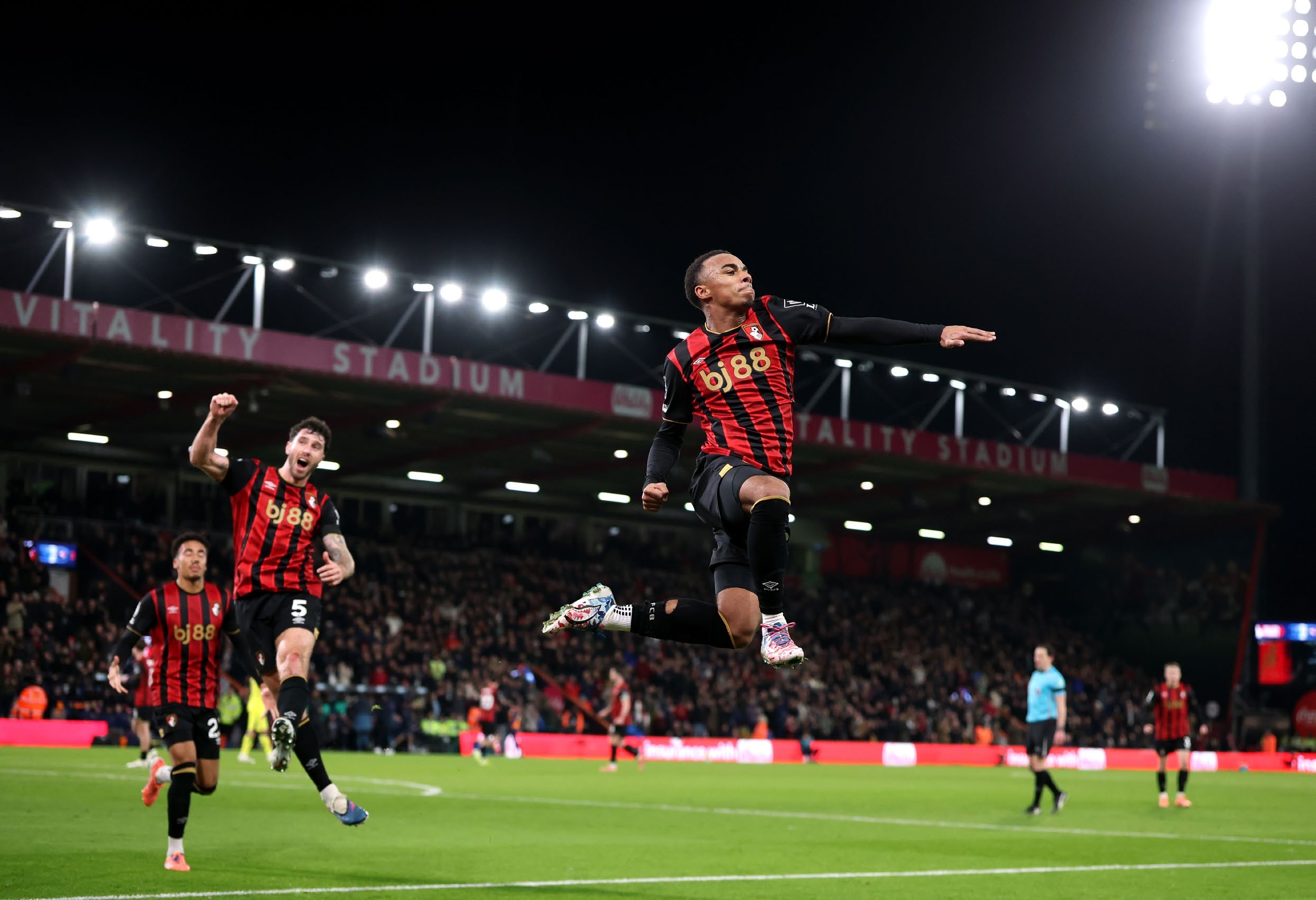 Eli Junior Kroupi of AFC Bournemouth celebrates scoring. (Photo by Michael Steele/Getty Images)