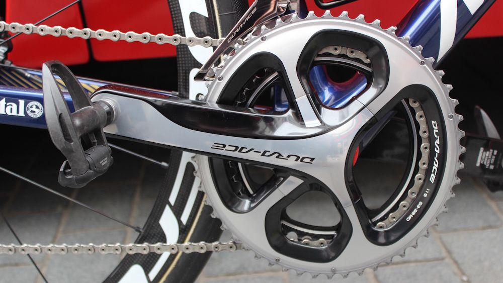 A standard gearing combination of 53/39T chainrings and an 11-28T cassette