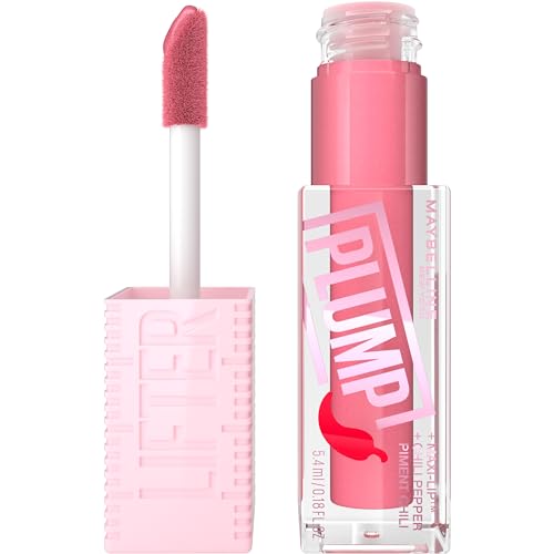 Maybelline Lifter Gloss Lifter Plump, Plumping Lip Gloss With Chili Pepper and 5% Maxi-Lip, Blush Blaze, Sheer Pale Pink, 1 Count